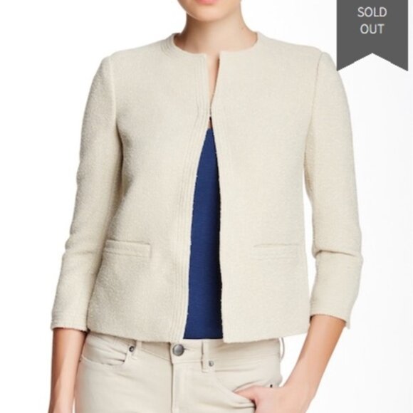 Vince Boucle Jacket Size 6 Blazer Textured 3/4 Sleeves Crop Office Preppy $365 - Picture 3 of 16